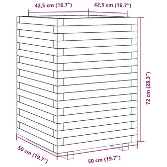 Plantenbak 50x50x72 cm massief grenenhout wit 10