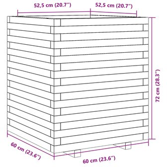 Plantenbak 60x60x72 cm massief grenenhout wit 10