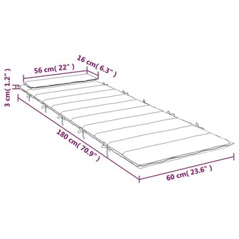 Ligbedkussen 180x60x3 cm oxford stof koningsblauw 9