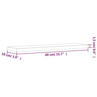 Wandschappen 4 st 40x10x1,5 cm bewerkt hout grijs sonoma eiken 9