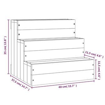 Huisdierentrap 40x37,5x35 cm massief grenenhout wit 7