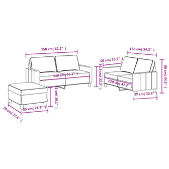 3-delige Loungeset met kussens stof wijnrood 7