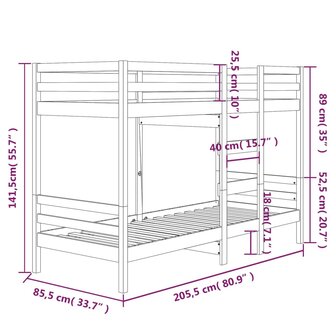 Stapelbed massief grenenhout 80x200 cm 8