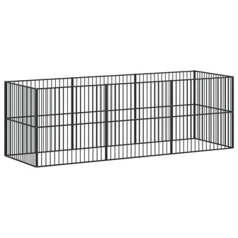 Hondenkennel 8 panelen gepoedercoat staal zwart 7