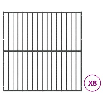 Hondenkennel 8 panelen gepoedercoat staal zwart 9