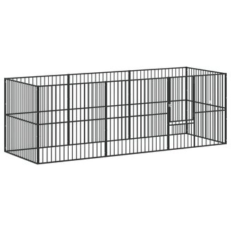 Hondenkennel 8 panelen gepoedercoat staal zwart 2