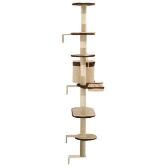 Kattenkrabpaal met krabpalen wandmontage 194 cm beige bruin 5