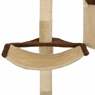 Kattenkrabpaal met krabpalen wandmontage 194 cm beige bruin 8