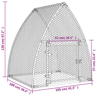 Kippenhok 100x105x120 cm gegalvaniseerd staal zilverkleurig 11