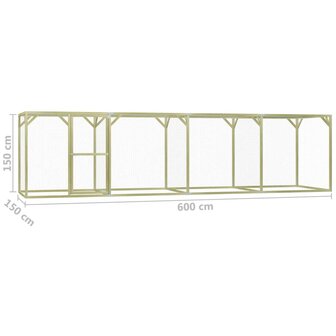 Kippenhok 1,5x6x1,5 m ge&iuml;mpregneerd grenenhout 6