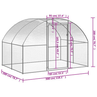 Kippenren 3x2x2 m gegalvaniseerd staal 4