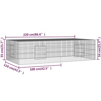 Konijnenkooi met 2 panelen 220x110x55 cm gegalvaniseerd ijzer 7