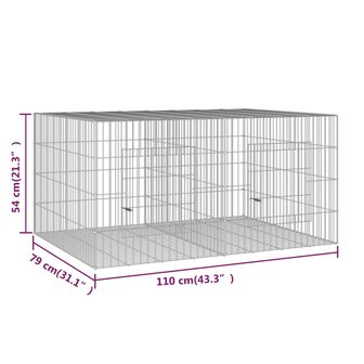 Konijnenkooi met 2 panelen 110x79x54 cm gegalvaniseerd ijzer 7