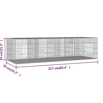 Konijnenkooi met 4 panelen 217x79x54 cm gegalvaniseerd ijzer 7