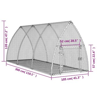 Konijnenkooi 300x105x120 cm gegalvaniseerd staal zilverkleurig 11