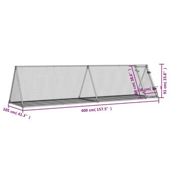 Konijnenkooi 400x105x91 cm gegalvaniseerd staal zilverkleurig 9