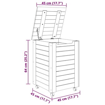 Wasmand met wielen RANA 45x45x64 cm massief grenenhout wit 9