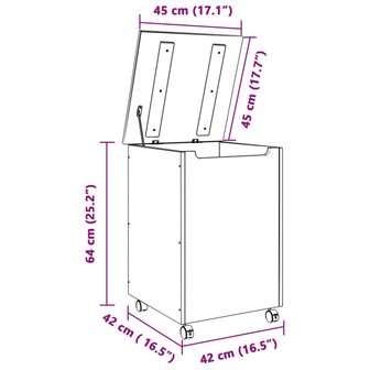 Wasmand met wielen RANA 45x45x64 cm massief grenenhout wit 9