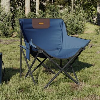 Campingstoelen 2 st met vakje inklapbaar blauw 1