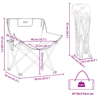 Campingstoelen 2 st met vakje inklapbaar blauw 12