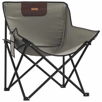 Campingstoelen 2 st met vakje inklapbaar grijs 4