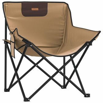 Campingstoelen 2 st met vakje inklapbaar bruin 4