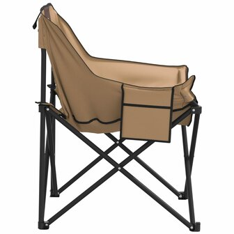 Campingstoelen 2 st met vakje inklapbaar bruin 7