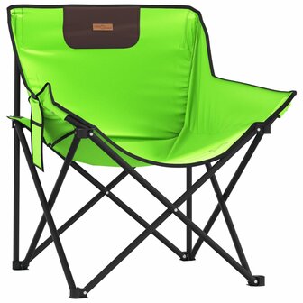 Campingstoelen 2 st met vakje inklapbaar groen 4