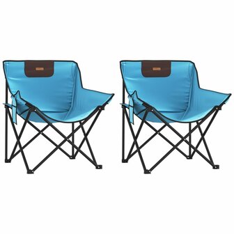 Campingstoelen 2 st met vakje inklapbaar felblauw 2