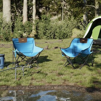 Campingstoelen 2 st met vakje inklapbaar felblauw 3