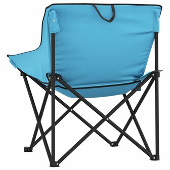 Campingstoelen 2 st met vakje inklapbaar felblauw 8