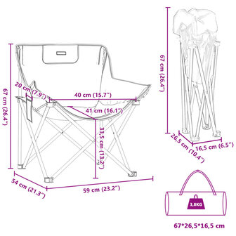 Campingstoelen 2 st met vakje inklapbaar felblauw 12