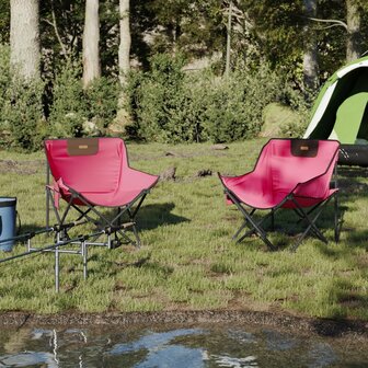 Campingstoelen 2 st met vakje inklapbaar roze 3