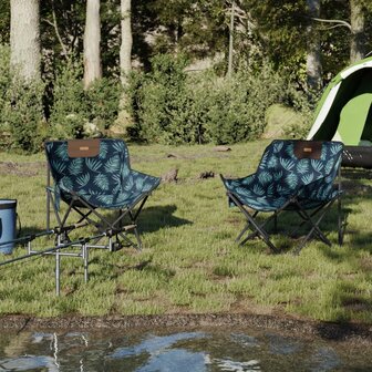 Campingstoelen 2 st met vakje inklapbaar bladprint 3