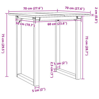 Eettafel O-frame 70x70x75 cm massief grenenhout en gietijzer 10