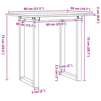 Eettafel O-frame 80x50x75 cm massief grenenhout en gietijzer 10