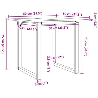 Eettafel O-frame 80x80x75 cm massief grenenhout en gietijzer 10