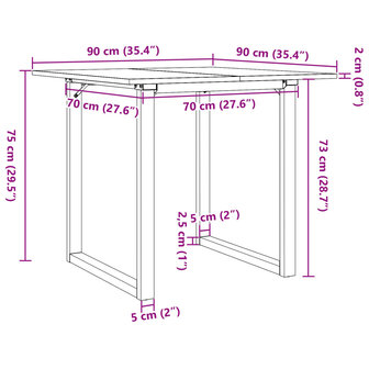 Eettafel O-frame 90x90x75 cm massief grenenhout en gietijzer 10