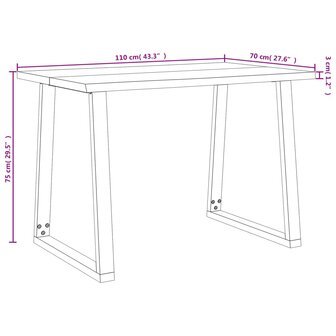 Eettafel met natuurlijke rand 110x70x75 cm massief acaciahout 9