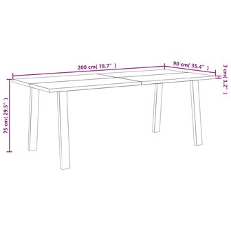 Eettafel 200x90x75 cm massief acaciahout 9