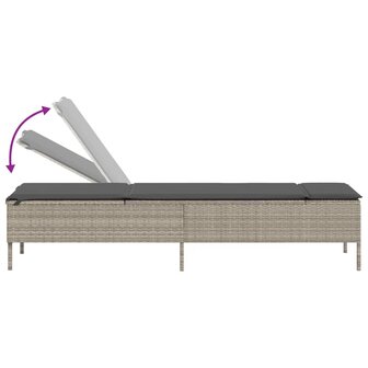 Ligbed met tafel en kussen poly rattan lichtgrijs 7