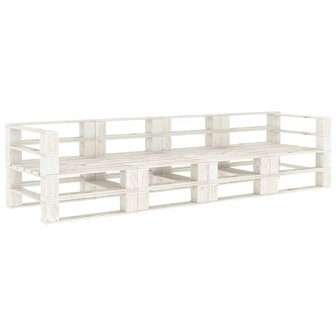 Tuinbank 4-zits pallet hout wit 1