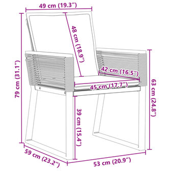 Tuinstoelen 2 st met kussens poly rattan zwart 9