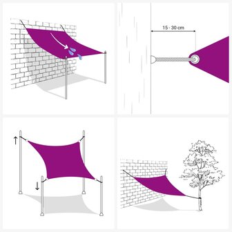 Zonnezeil 160 g/m&sup2; vierkant 2x2 m HDPE lichtgrijs 5