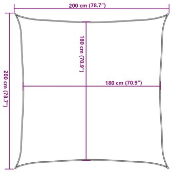 Zonnezeil 160 g/m&sup2; vierkant 2x2 m HDPE lichtgrijs 10