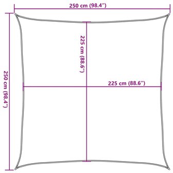 Zonnezeil 160 g/m&sup2; vierkant 2,5x2,5 m HDPE lichtgrijs 10