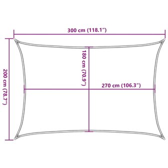 Zonnezeil 160 g/m&sup2; rechthoekig 2x3 m HDPE lichtgrijs 10