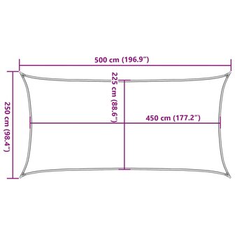 Zonnezeil rechthoekig 160 g/m&sup2; 2,5x5 m HDPE lichtgrijs 10