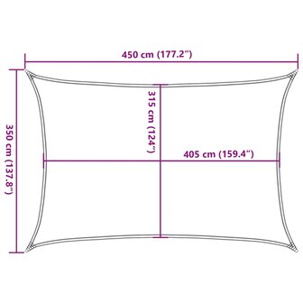 Zonnezeil 160 g/m&sup2; rechthoekig 3,5x4,5 m HDPE lichtgrijs 10