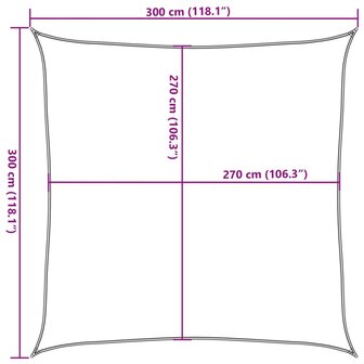 Zonnezeil 160 g/m&sup2; vierkant 3x3 m HDPE zandkleurig 10